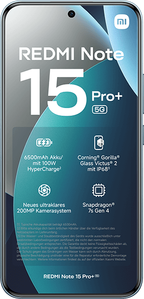 Xiaomi REDMI Note 15 Pro+ 5G 256GB Glacier Blue